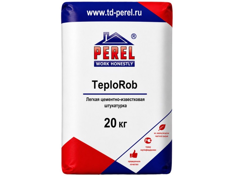Цементно-известковая штукатурка Perel TeploRob, 20кг купить в Минске — БелАртДом